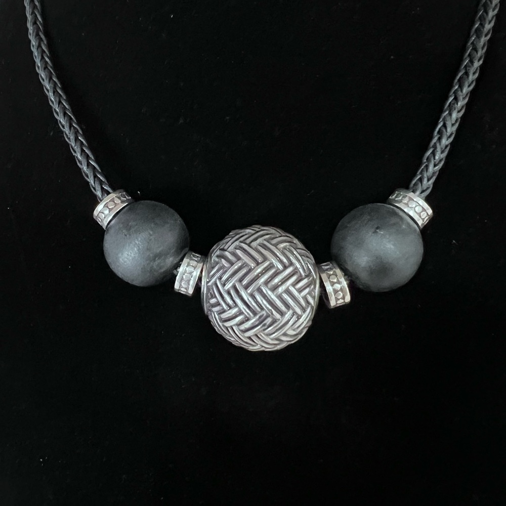 Brighton Braided Leather Necklace with Silver Plated